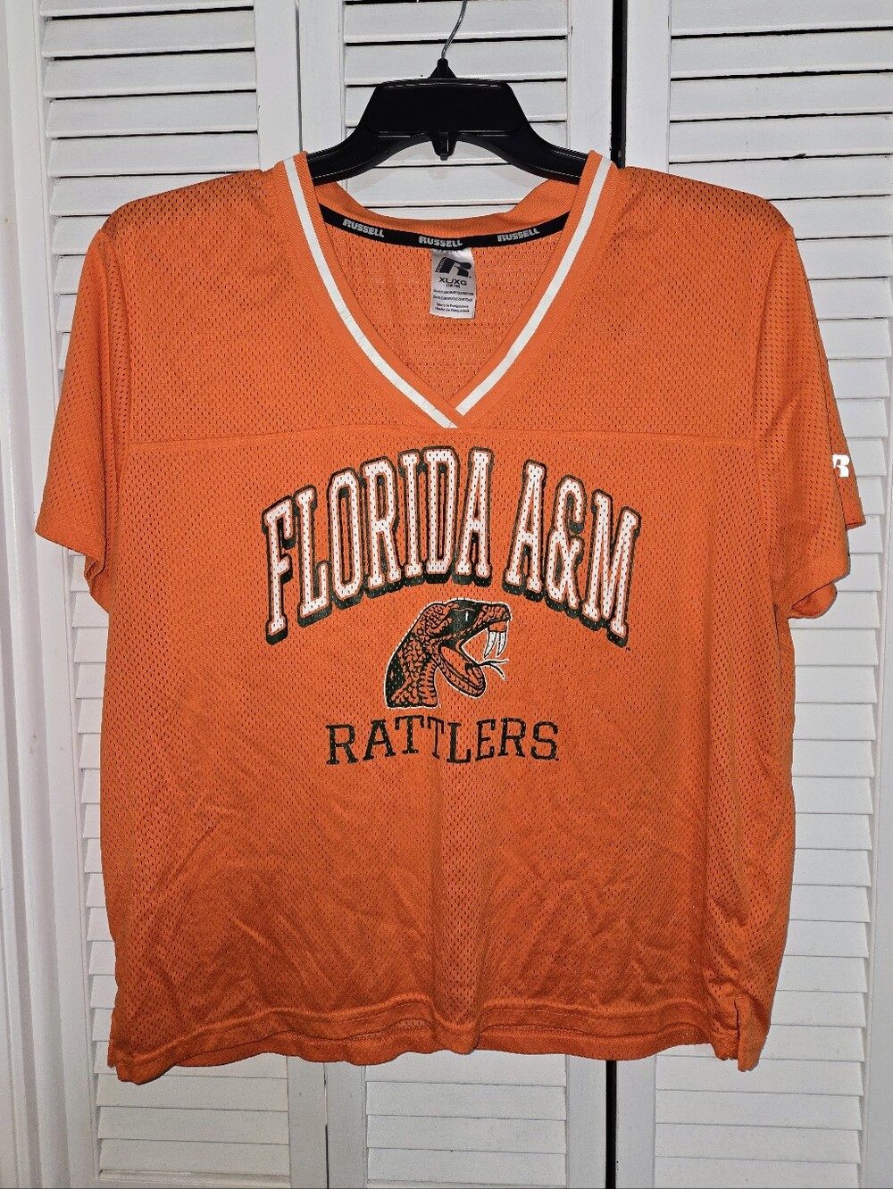 Russell Athletic Orange Florida A&M Rattlers Mesh Jersey Style Top